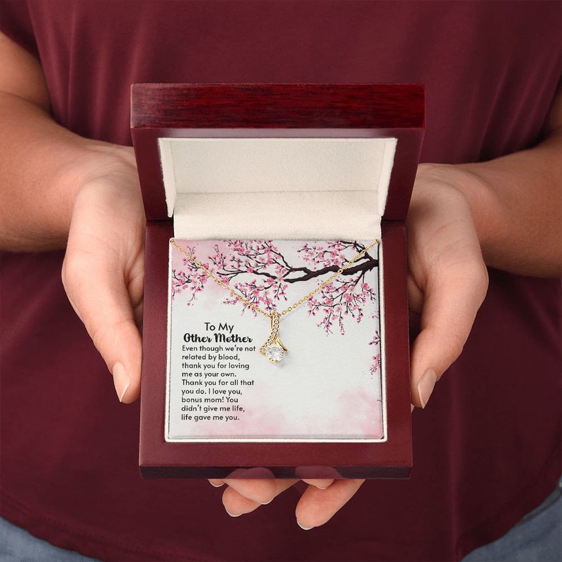 Jewelry, Necklace, Message Card, Pink Cherry Blossom, Mother's Day Gift, Alluring Beauty Necklace To My Other Mother