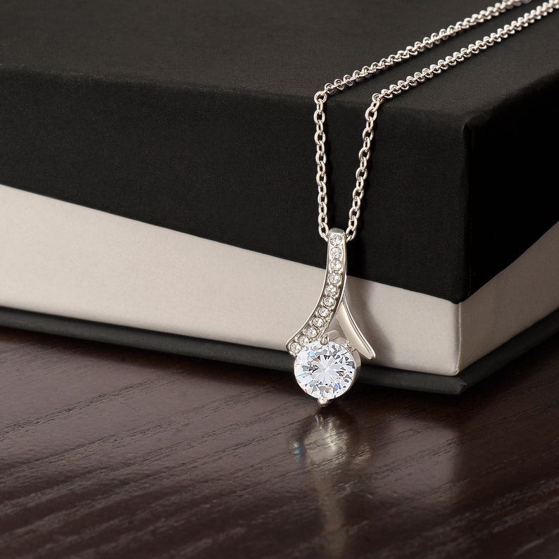 Alluring Beauty Necklace, Gift For Mom, With Message Card, Blue Leaves Frame, Mother's Day Gift, To My Mom From Daughter