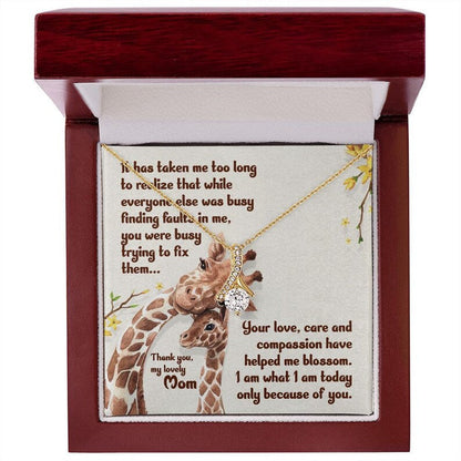 Jewelry, Necklace, Message Card, Mother's Day Gift, Giraffe Mom, Alluring Beauty Necklace Gift To Mom From Daughter Son