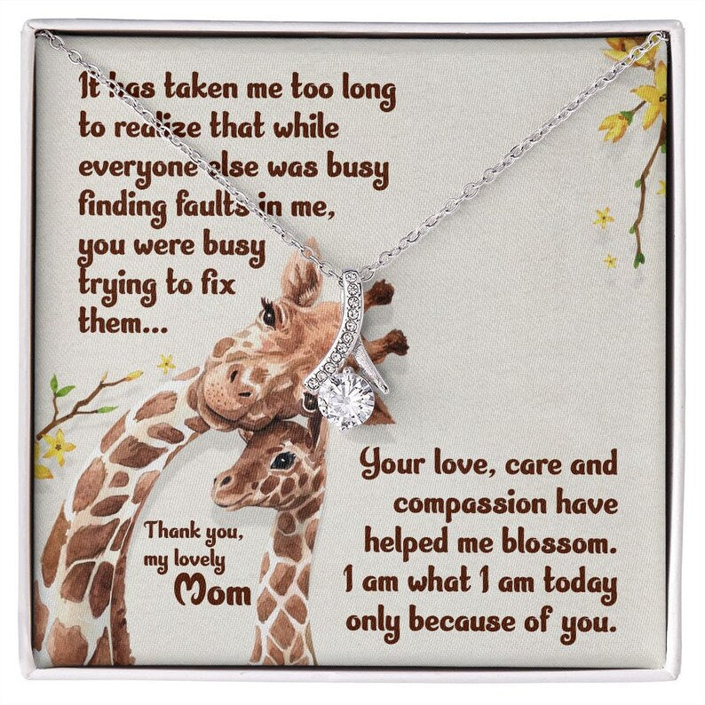 Jewelry, Necklace, Message Card, Mother's Day Gift, Giraffe Mom, Alluring Beauty Necklace Gift To Mom From Daughter Son