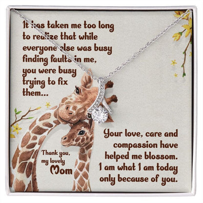 Jewelry, Necklace, Message Card, Mother's Day Gift, Giraffe Mom, Alluring Beauty Necklace Gift To Mom From Daughter Son