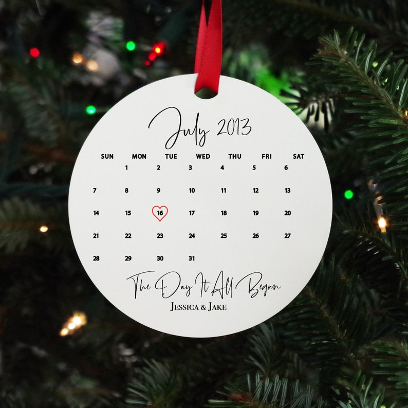 Personalized Custom Anniversary Calendar, Valentine'S Day Ornament, Valentine'S Day Gift, Christmas Ornament, Custom Calendar Ornament