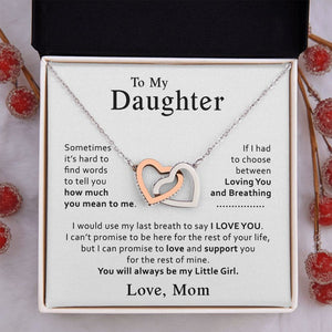 To My Daughter Necklace, Daughter Mother Necklace, Interlocking Hearts Necklace, Daughter Gift from Mom