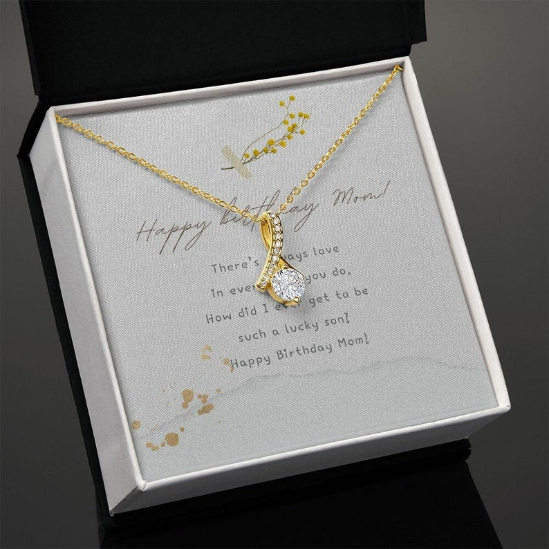 Birthday Gift For Mom - Alluring Beauty necklace, Minimalistic and 14k gold finish, Necklace for Mom