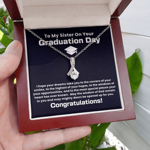 Sister Graduation Jewelry Gift School Senior College Bachelor Masters PhD Doctor Sister Card Graduation Necklace Alluring Beauty Necklace