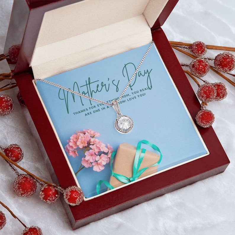 First mothers day gift from baby - Eternal Hope Necklace features a cushion cut center cubic zirconia
