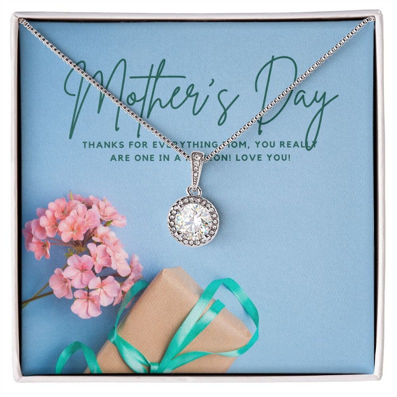First mothers day gift from baby - Eternal Hope Necklace features a cushion cut center cubic zirconia