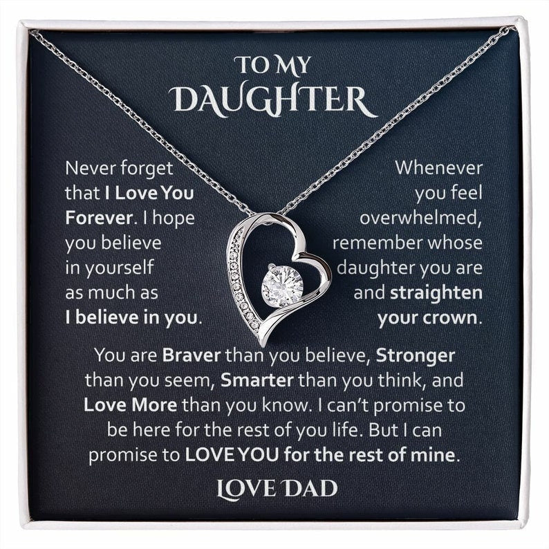 To My Daughter Necklace, Forever Love Necklace, Daughter Gift, Gift From Dad, Gift For Her, Birthday Gift