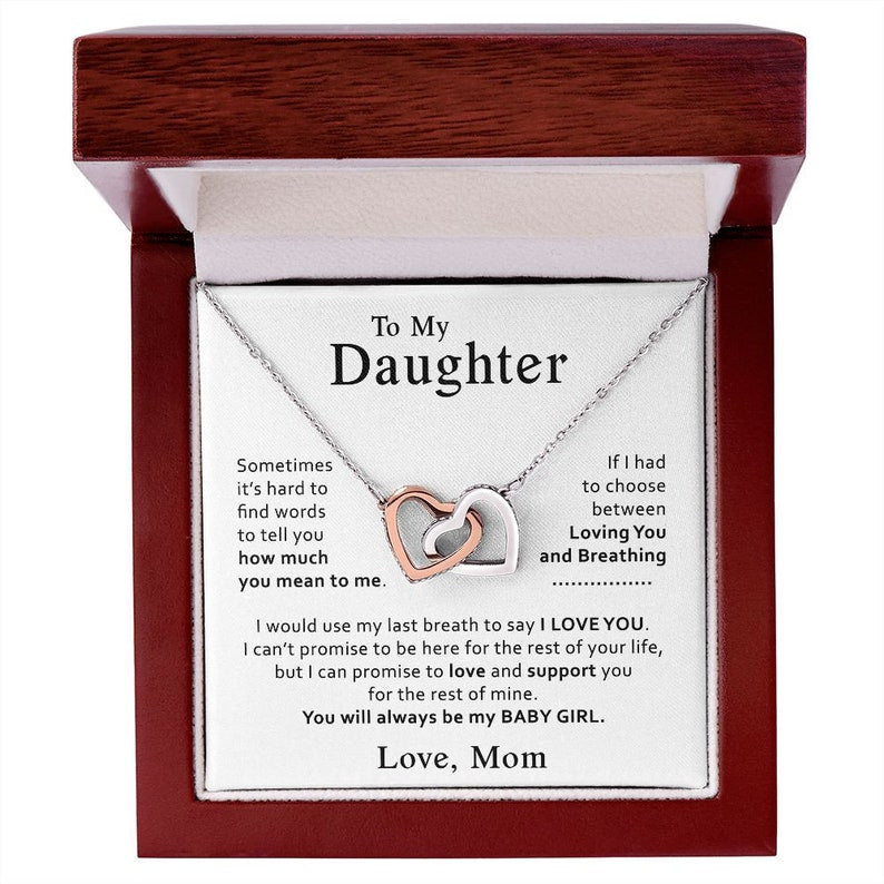 To My Daughter Necklace, Daughter Mother Necklace, Interlocking Hearts Necklace, Daughter Gift from Mom