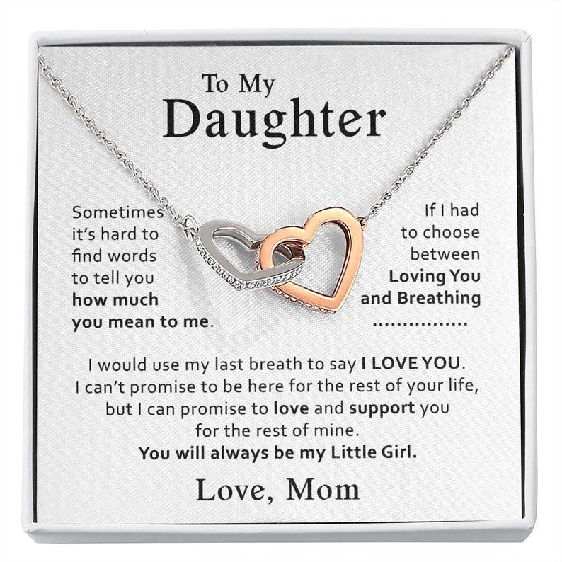 To My Daughter Necklace, Daughter Mother Necklace, Interlocking Hearts Necklace, Daughter Gift from Mom