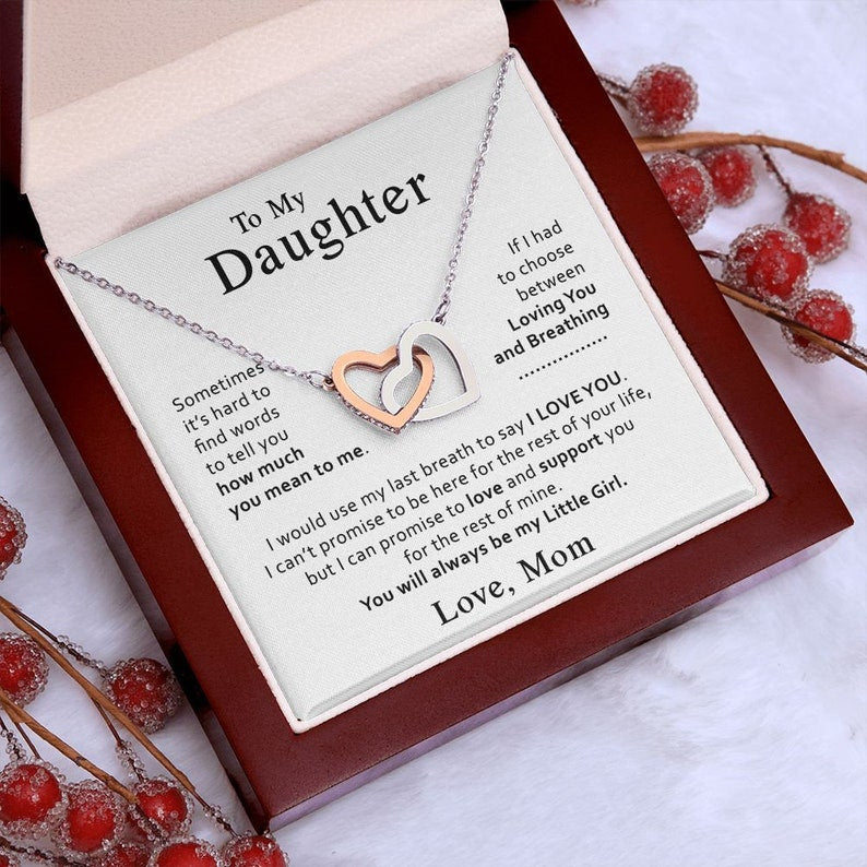 To My Daughter Necklace, Daughter Mother Necklace, Interlocking Hearts Necklace, Daughter Gift from Mom