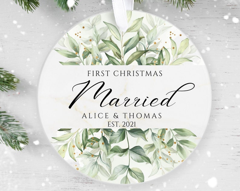 Our First Christmas Married, Personalised Ceramic Decoration, Christmas Ornament , Personalized  Christmas Ornament, Wedding Keepsake