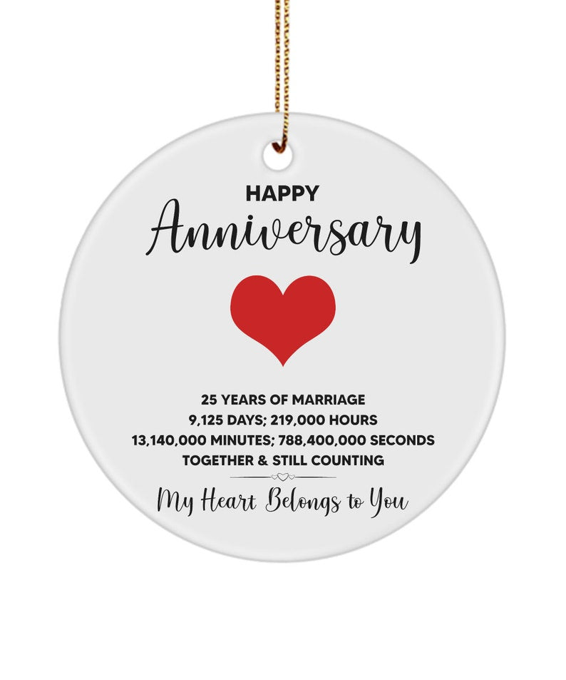 25Th Anniversary Ornament For Men Husband, 25 Years Anniversary Gift, 25Th Wedding Anniversary, Happy 25Th Anniversary Gift