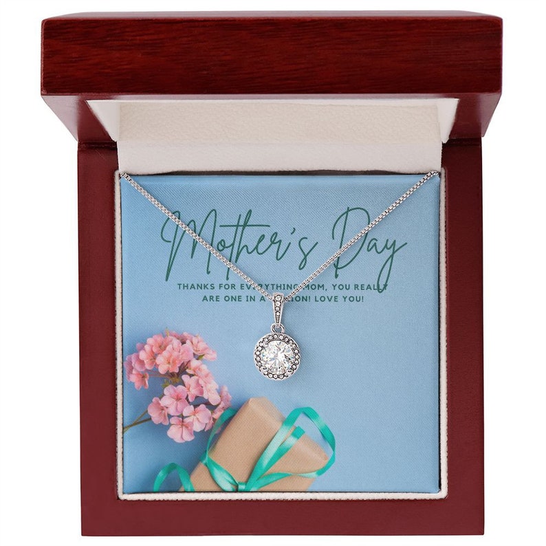 First mothers day gift from baby - Eternal Hope Necklace features a cushion cut center cubic zirconia