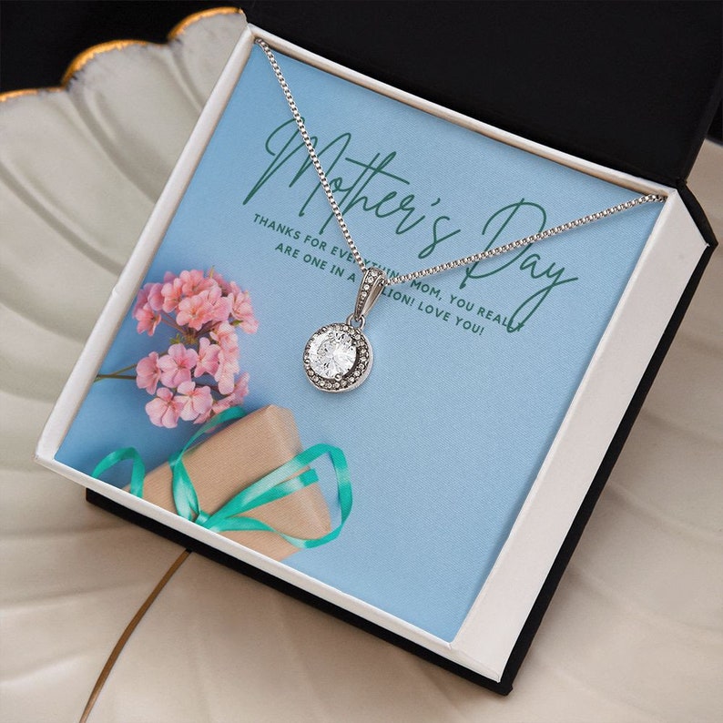 First mothers day gift from baby - Eternal Hope Necklace features a cushion cut center cubic zirconia