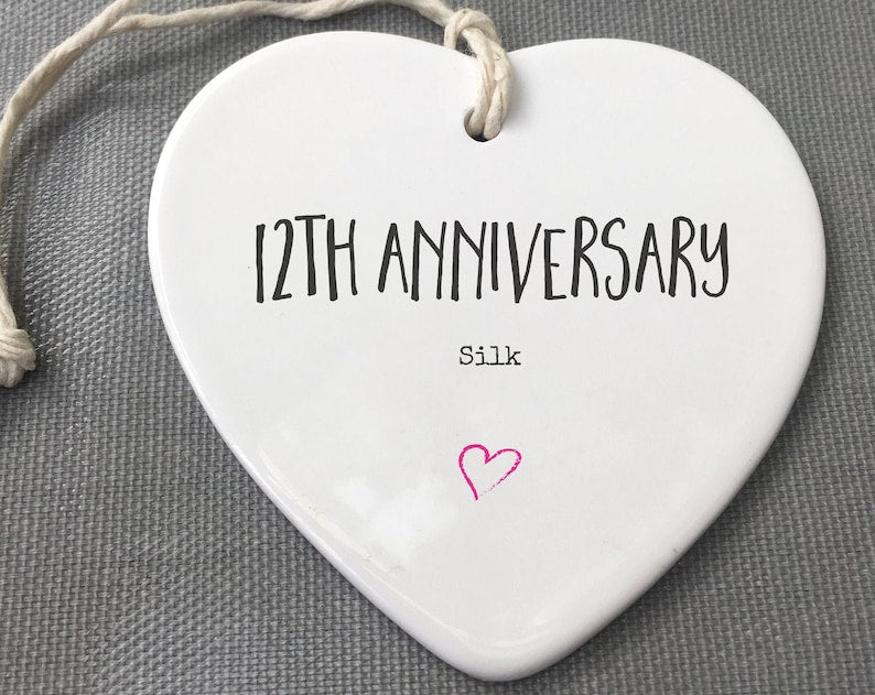 12Th Anniversary Ceramic Keepsake, 12Th Anniversary Ornament, 12Th Anniversary