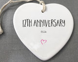 12Th Anniversary Ceramic Keepsake, 12Th Anniversary Ornament, 12Th Anniversary
