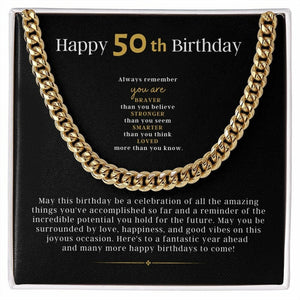 50th Birthday Gift For Him From Friend, Cuban Link Chain Necklace For Man, Gift From Friend, 50th Birthday Gift For Man, Jewelry Gift For Him