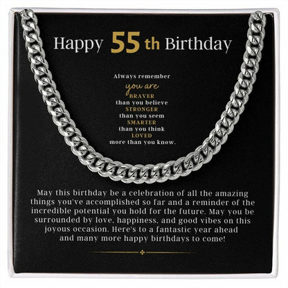 55th Birthday Gift For Him From Friend, Cuban Link Chain Necklace For Man, Gift From Friend, 55th Birthday Gift For Man, Jewelry Gift For Him