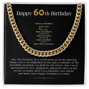 60th Birthday Gift For Him From Friend, Cuban Link Chain Necklace For Man, Gift From Friend, 60th Birthday Gift For Man, Jewelry Gift For Him