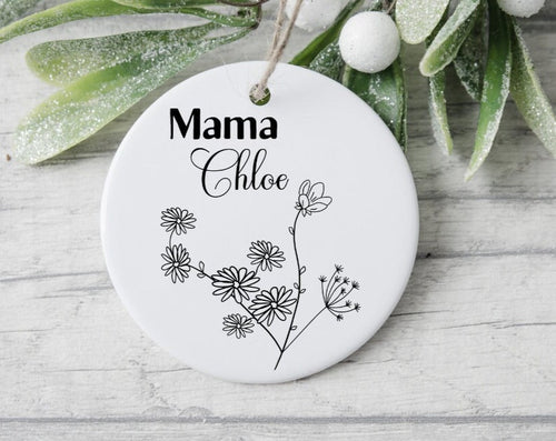 Custom Floral Mama Ornament, Floral Gift For Mama, Mother'S Day Gift, Anniversary Gift,  Flower Gifts,Personalized Flower Ornament With Name