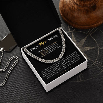 99th Birthday Gift For Him From Friend, Cuban Link Chain Necklace For Man, Gift From Friend, 99th Birthday Gift For Man, Jewelry Gift For Him