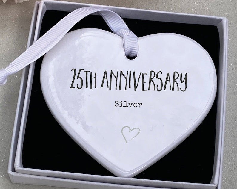 25Th Anniversary Ceramic Keepsake, 25Th Anniversary Ornament, 25Th Anniversary, Happy 25Th Anniversary