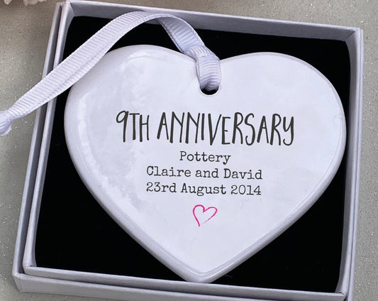 Personalised 9Th Anniversary Ceramic Keepsake, 9Th Anniversary Gift, Personalised 9Th Anniversary