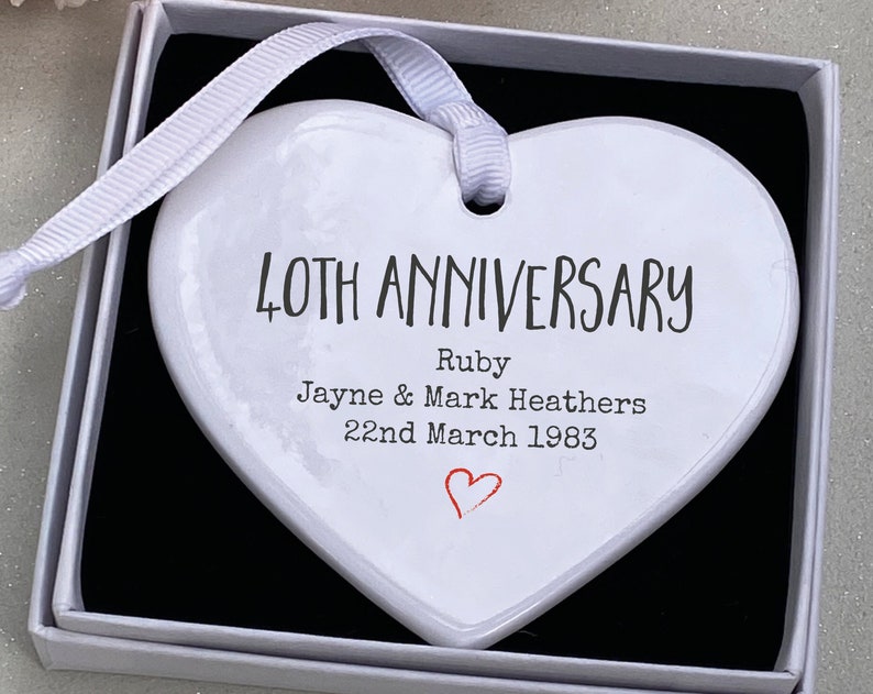 Personalised 40Th Anniversary, Ceramic Keepsake, 40Th Anniversary Ornament, 40Th Anniversary