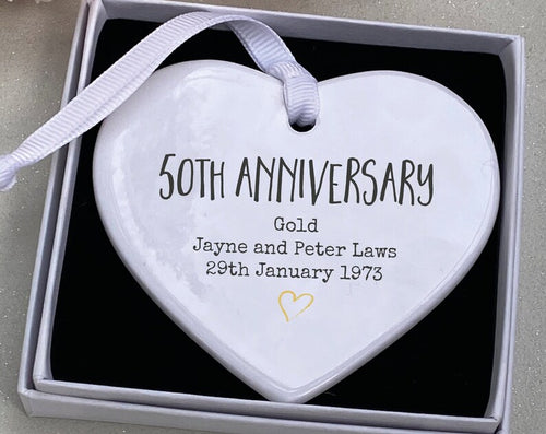Personalised 50Th Anniversary Ceramic Keepsake, 50Th Anniversary Gift, Personalised 50Th Anniversary, Gold Anniversary, 50Th Anniversary