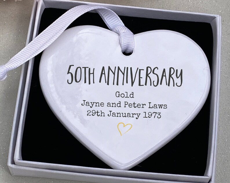 Personalised 50Th Anniversary Ceramic Keepsake, 50Th Anniversary Gift, Personalised 50Th Anniversary, Gold Anniversary, 50Th Anniversary