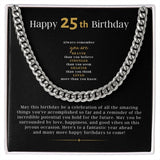 25th Birthday Necklace Gift For Him, Cuban Link Chain Necklace, Friend 25th Birthday, Gift From Parents, Gift For Grandson, Nephew, Son