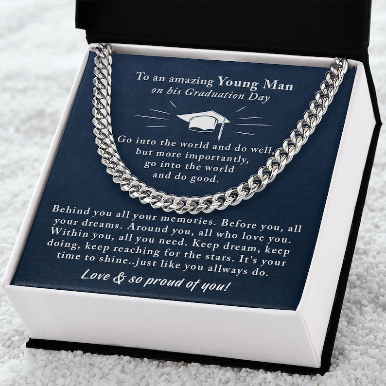 Class Of 2023 Graduation Gifts For Him | High School Grads Cuban Link Chain | Graduation Necklace | College Grads