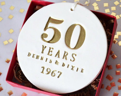 50Th Anniversary Gift, Golden Anniversary Gift, 50Th Anniversary Ornament, Anniversary Gift, 50Th Wedding Anniversary - With Names & Date