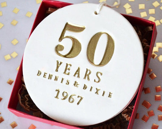 50Th Anniversary Gift, Golden Anniversary Gift, 50Th Anniversary Ornament, Anniversary Gift, 50Th Wedding Anniversary - With Names & Date