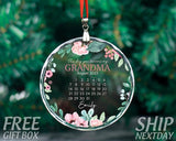 Custom Grandma Ornament With Name, Mothers Day Gift, Gift For Grandma, New Grandma Gifts, Personalized Date Ornament, Nana Glass Ornament