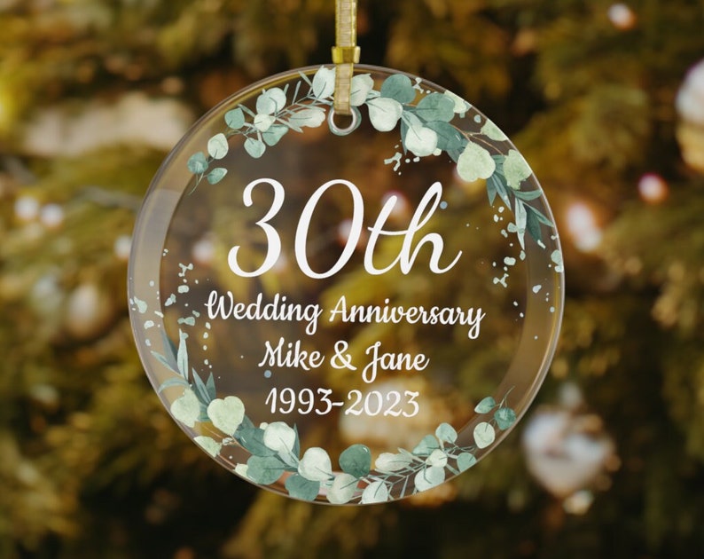Custom 30Th Wedding Anniversary Gift | Glass Christmas Ornament