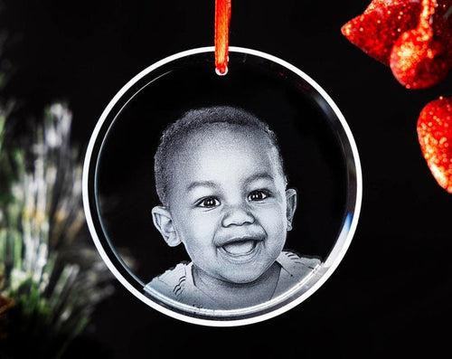 Aflalo Gifts Custom Ornament, Personalized Laser Engraved Gift, Family Portrait, Glass Etched Picture, Holiday Gifts| Photo Crystal Ornament