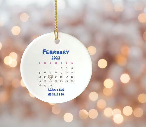 Married Ornament , Wedding Gift , Wedding Date Ornament , Calendar, Anniversary Gift , Our First Christmas , Newlywed Gift , Engagement Gift