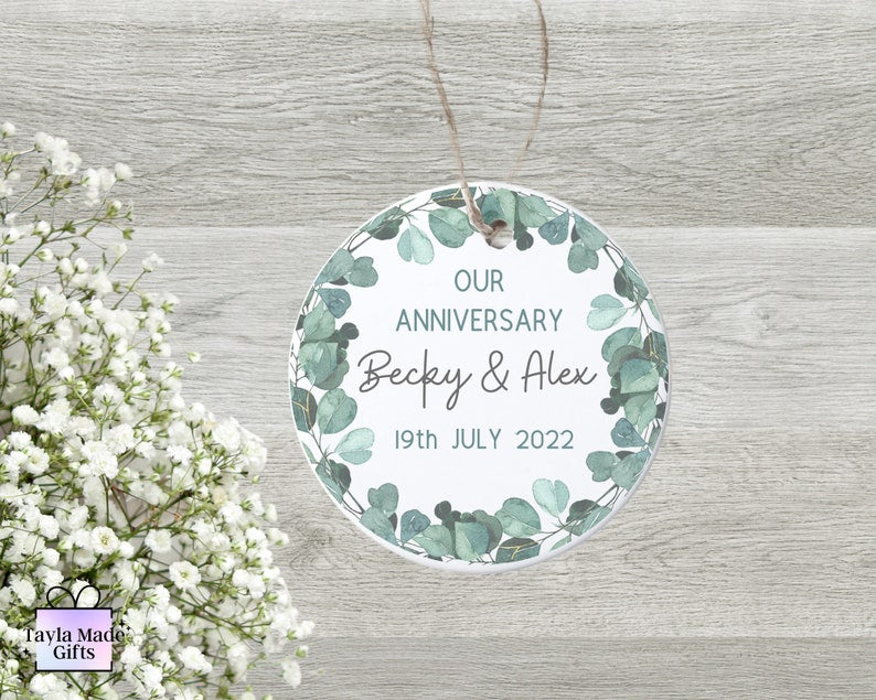 Personalised Anniversary Keepsake | Anniversary Gift | Ceramic Decoration | Eucalyptus | Home Decor | 1St Anniversary Gift | Husband / Wife