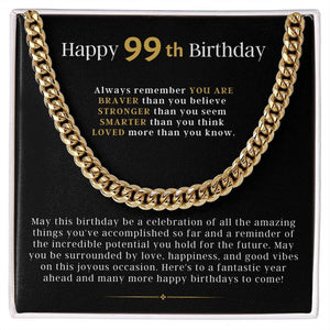99th Birthday Gift For Him From Friend, Cuban Link Chain Necklace For Man, Gift From Friend, 99th Birthday Gift For Man, Jewelry Gift For Him