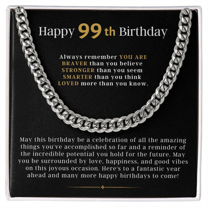 99th Birthday Gift For Him From Friend, Cuban Link Chain Necklace For Man, Gift From Friend, 99th Birthday Gift For Man, Jewelry Gift For Him