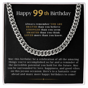 99th Birthday Gift For Him From Friend, Cuban Link Chain Necklace For Man, Gift From Friend, 99th Birthday Gift For Man, Jewelry Gift For Him