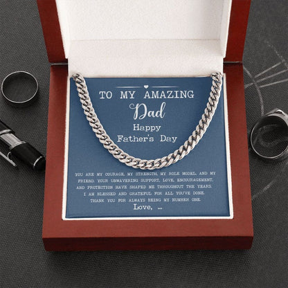 Fathers Day Gift From Daughter or Son, Personalized Sentimental Dad Gift From Kids, Cuban Chain Necklace For Daddy Gift, Jewelry For Dad