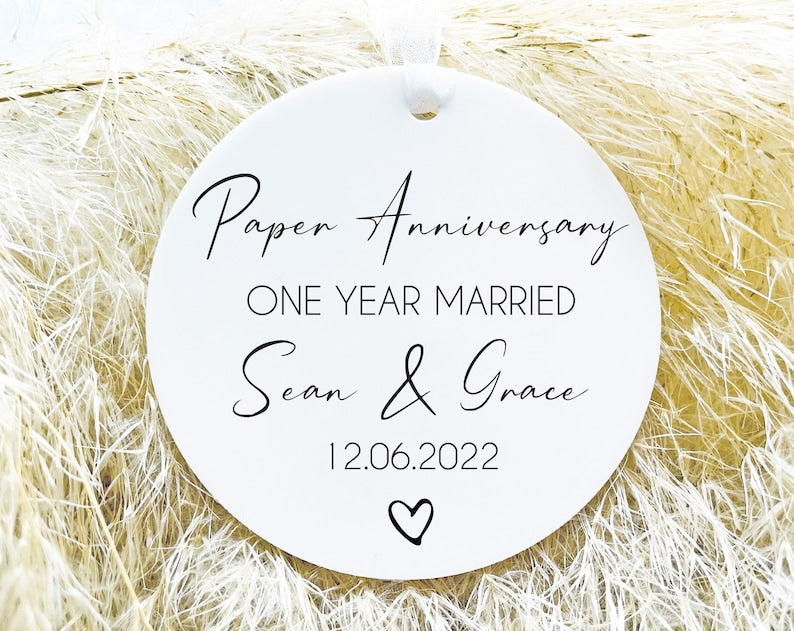 Paper Anniversary Gift, First Wedding Anniversary Keepsake, Paper Anniversary Ornament, One Year Married, 1St Wedding Anniversary Present