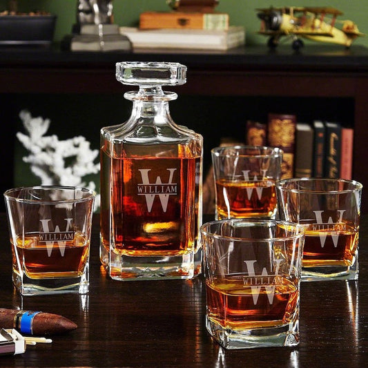 Whiskey Decanter Set Personalized, Personalized Gifts for Him, Anniversary Gift for Men, Wedding Gifts for Couples, Barware for Him