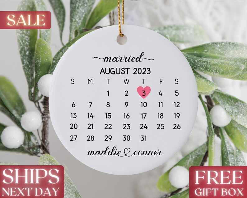 Personalized Custom Married Christmas Ornament , Our First Christmas Married Ornament, Married Couple Gift, Marriage Announcement Gifts