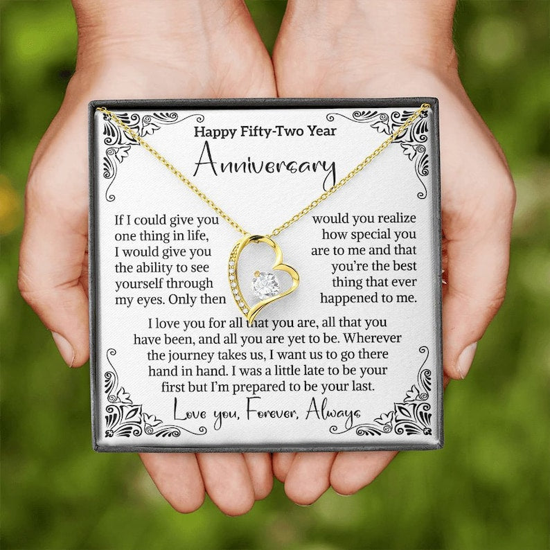 52th Anniversary Gift for Woman, Romantic gift for Her, Woman meaningful anniversary gift Forever Love Necklace