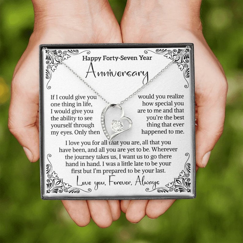 47th Wedding Anniversary Gift For Wife Gold Anniversary Gift Forty Seven Anniversary Gift 47 Year Anniversary Gift For Forever Love Necklace