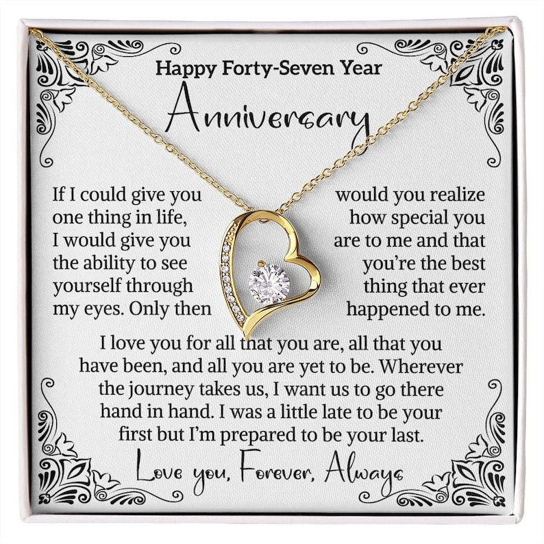 47th Wedding Anniversary Gift For Wife Gold Anniversary Gift Forty Seven Anniversary Gift 47 Year Anniversary Gift For Forever Love Necklace